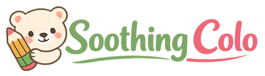 Logo Soothing Colo avec ourson tenant un crayon